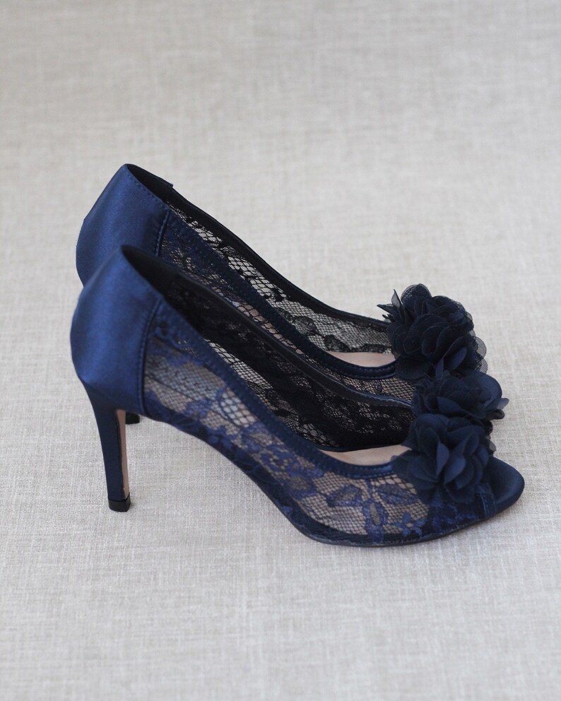 navy peep toe heels