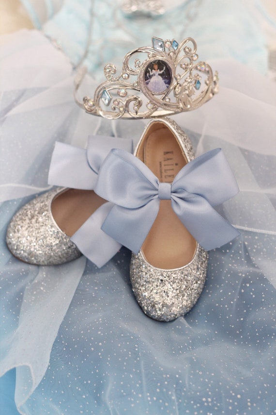 Silver glitter best sale flower girl shoes