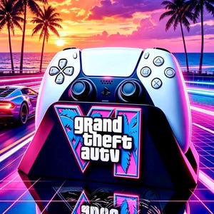 Playstation 5 controller holder stand, Grand Theft Auto VI Controller Stand, GTA 6 Gaming Display, PS5 Controller Holder, Gamer Desk Decor