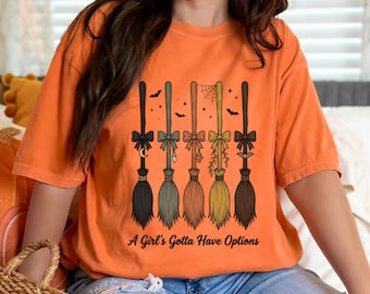 A Girl's Gotta Have Options PNG SVG, Retro Halloween Witch , Spooky Broom Sublimation, Vintage Halloween DTF Shirt Design