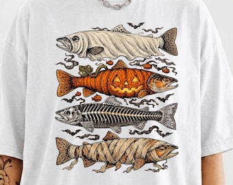 Fish png Halloween Trout Fish PNG: Spooky Ghost Pumpkin Skeleton Mummy Clipart Fishing PNG Design (Digital Download)