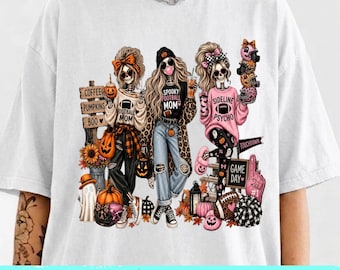 Spooky Football Mom PNG SVG, Halloween Football Mom PNG, Bleacher Creature, Skeleton Football Mom Shirt Design, Fall Sports Mom