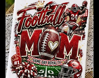 Football Mom PNG SVG – Red Black Game Day T-Shirt Design (Digital Download)