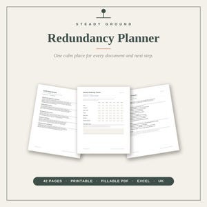 Redundancy Planner UK, Career Change Checklist and Organiser, Printable + Fillable PDF + Excel, Job Search, Life Admin Tracker
