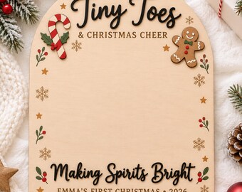 Personalisierte Fototafel für das erste Weihnachtsfest Ihres Babys, individuelle Weihnachtserinnerung, Fototafel für die Feiertage, Weihnachtsgeschenk für Neugeborene, erste Weihnachtsdekoration