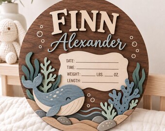 Personalisierte Geburtsdaten-Plakette, individuelles Namensschild für Neugeborene, Kinderzimmerdeko mit Waldtiermotiven, Erinnerungsgeschenk zur Geburtsanzeige