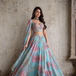 Aqua Blue Indian Wedding Dress