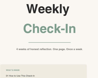 Weekly Self Check-In Printable | 7 Reflection Prompts | 4-Week Journal | Mindfulness Planner | A4 | Instant Download
