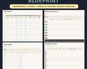 Wellness Bundle Printable Trackers | Habit, Sleep, Mood, Workout, Goals (A4 Instant Download)