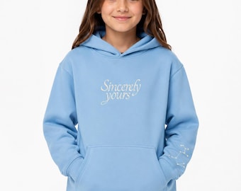 Kids Salish Matter Hoodie, Embroidered Sincerely Yours Sweatshirt, YouTube Merch Style Fleece, Tween Girl Cosplay Outfit