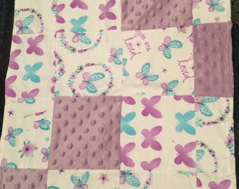 Doll Blanket for 18” doll and smaller, Purple and White Flannel Blanket with Matching Pillow, Prewashed