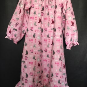 Fishies Pink Flannel Nightgown Cotton 
