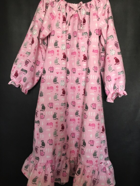 Fishies Pink Flannel Nightgown Cotton 