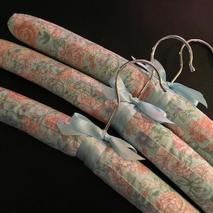 Woman’s padded clothes hangers pastel fabric set of 3 renovation closet organization home decor gift for her dress hangers Fragrance Free