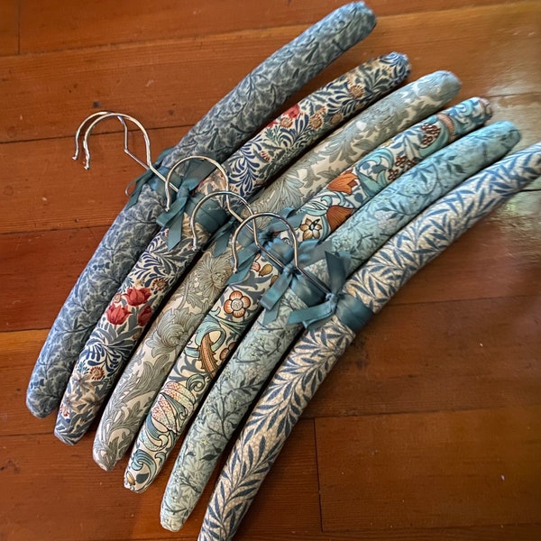 William Morris fabric padded clothes hangers, women’s or men’s gift, closet reorganization, wardrobe accessory Fragrance Free