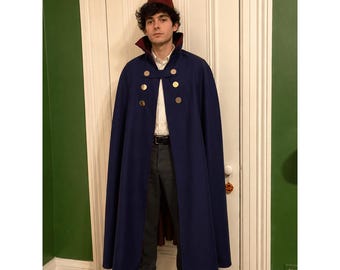 Wirt Cosplay Cape and Red Pointed Hat, Blue Cotton Costume, Custom Size Costume