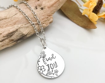 Find joy necklace--joy jewelry--mantra necklace--joy gift--joy quote--find the joy--choose joy