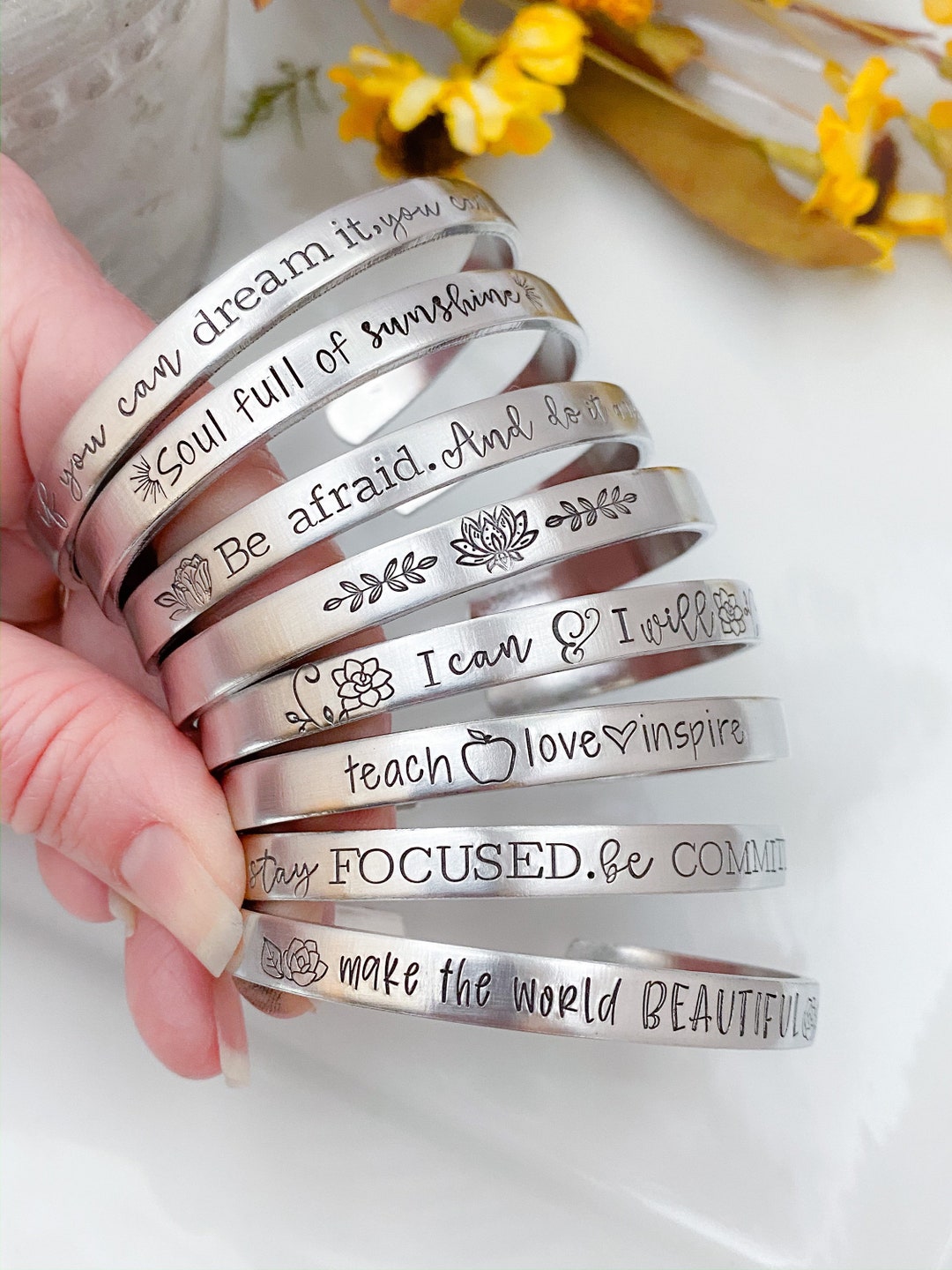 Engraved Bracelet Bracelets With Inspirational Quotes Personalized