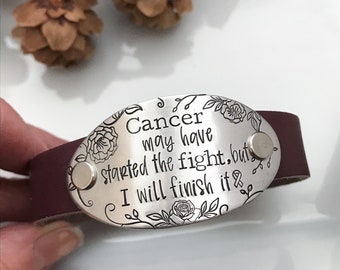 Cancer may have started the fight but I will finish it--encouragement gift--inspirational jewelry---cancer support gift--cancer sucks