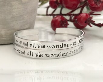 NOT ALL WHO wander are lost bracelet--adventure jewelry--travel bracelet--wander bracelet--wanderlust bracelet--adventure bracelet--wander