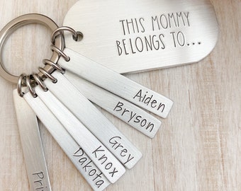 mommy keychain--kids name keychain--christmas gift--mothers day--personalized gift--mothers jewelry--personalized keychain