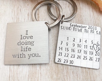 Calendar Keychain--Date Keychain--I love doing life with you keychain--Husband Gift--Boyfriend Gift--anniversary gift--Valentine’s Day gift
