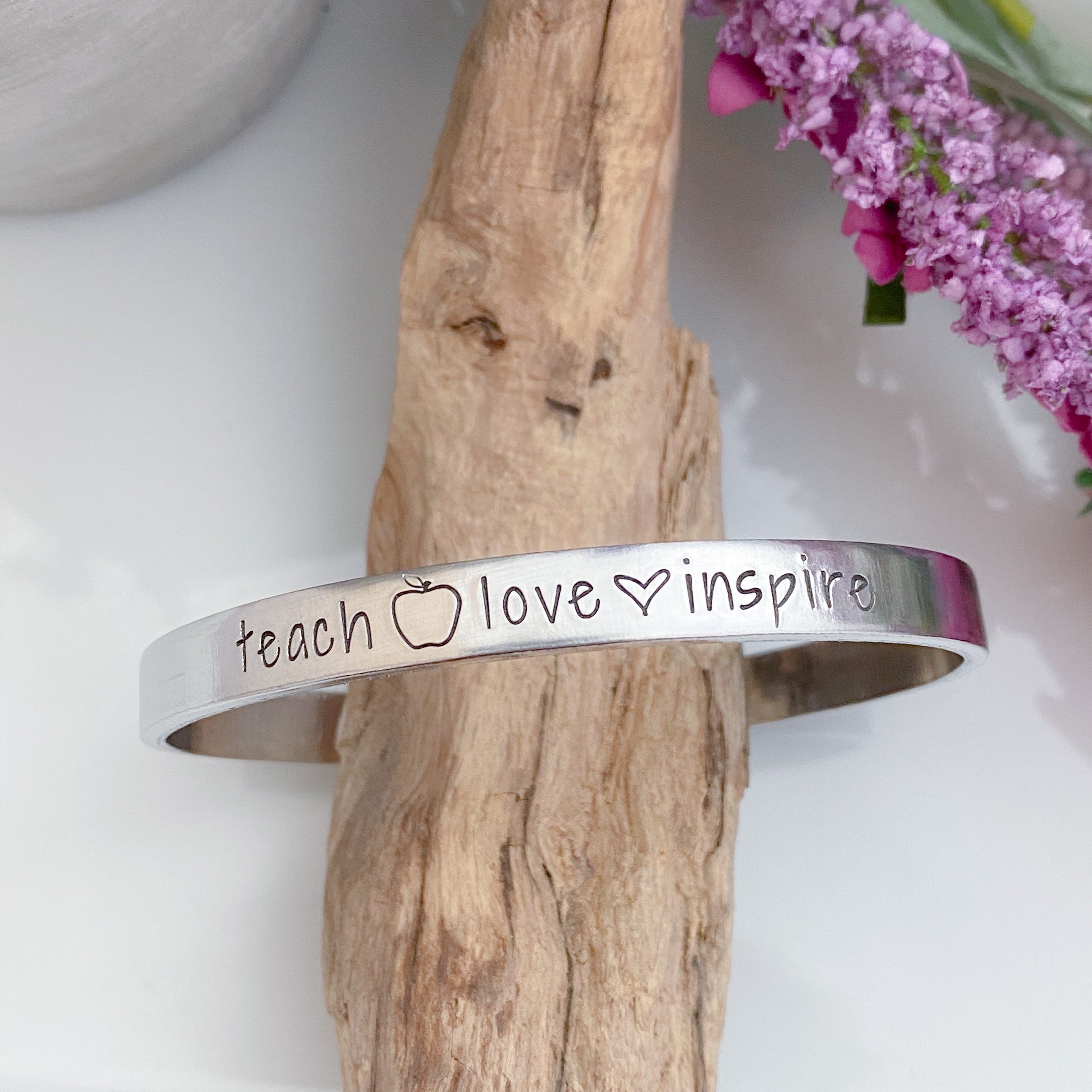 Teach Love Inspire Bracelet - Teacher Jewelry - 1/4 inch