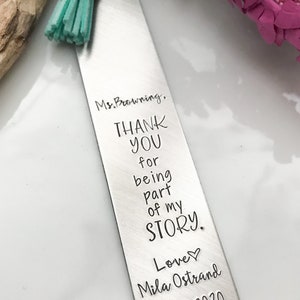 Thank you for being part of my storyTeacher appreciation giftTeacher giftGift for teacherLibrary GiftCustom Teacher Gift image 1