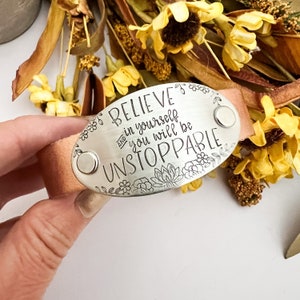 CREE en ti mismo y serás IMPARABLE--joyas imparables--pulsera de creer--regalo de aliento--joyas inspiradoras