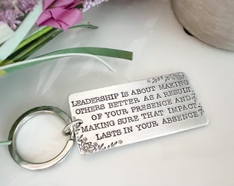 Leadership Keychain--Leader Gift--Gift for Boss--Leadership Quote--Boss Gift