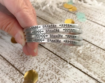 BREATHE bracelet--just breathe--yoga bracelet--breathe band--calming bracelet--breathe in--happiness bracelet--inspiration bracelet
