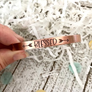 BLESSED bracelet--blessed jewelry--copper bracelet--christian jewelry--blessed gift--quote bracelet--faith bracelet--stacking bracelet
