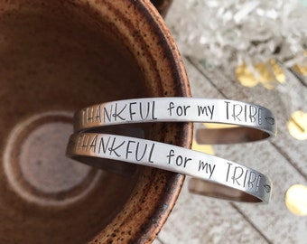 Thankful for my tribe bracelet--thankful bracelet--tribe bracelet--love my tribe--quote bracelet--inspirational--gift for her--friend gift