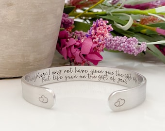 Bonus daughter bracelet—step daughter gift—daughter in law gift—wedding gift—custom cuff bracelet—mantra bracelet