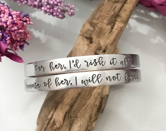 Mother/Daughter bracelet--hand stamped--mantra cuff bracelet set--inspirational--skinny silver cuff bracelet set--mom jewelry--mom bracelet