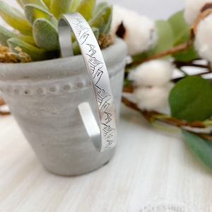 Mountain cuff bracelet--Hand stamped Jewelry--Explorer Gift
