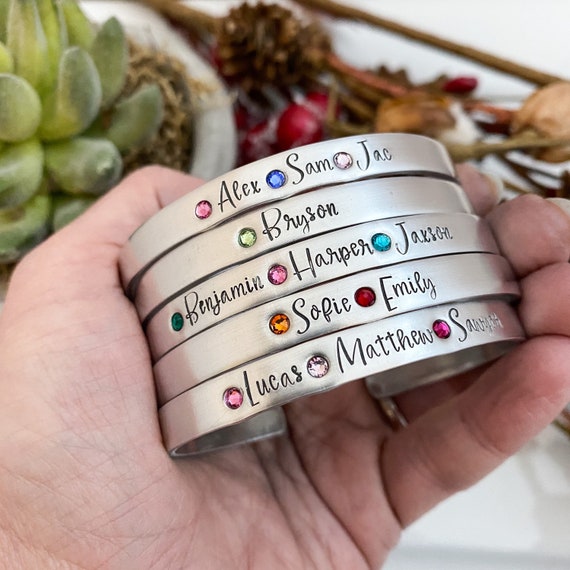 Engraved Name Mother's Family Birthstone Bracelet Engraved Name Mother's Family Birthstone Bracelet