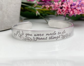 Pretty girl bracelet--senior jewelry--motivational jewelry--statement jewelry--quote bracelet--inspirational--gift for her--inspirational