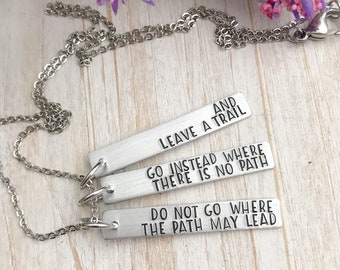 Do not go where the path may lead necklace--ralph waldo emerson quote--graduation gift--quote necklace