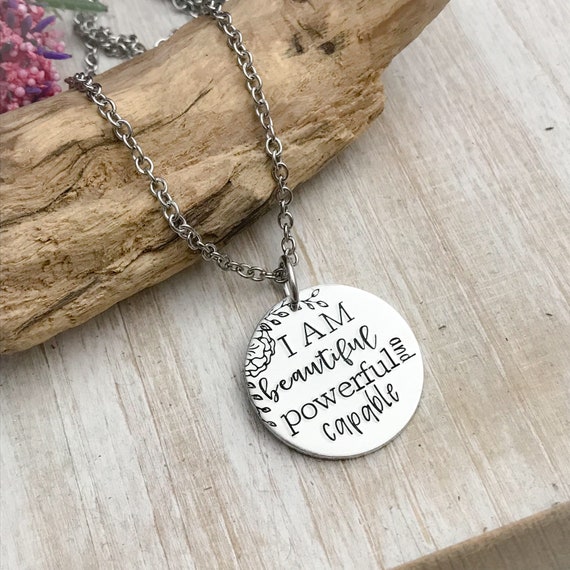 I Am Beautiful Powerful and Capable Hand Stamped | Etsy
