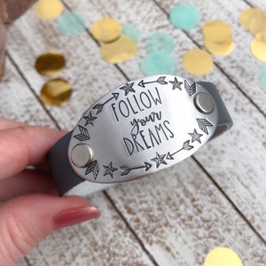Volg je Dreams armband - Echt lederen manchet armband - Graduation Armband