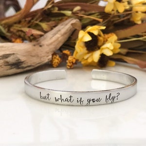 E SE VOCÊ voar?/pulseira mantra de prata fina estampada à mão/presente de amigo/lembrete diário/natal/e se eu cair/pulseira inspiradora