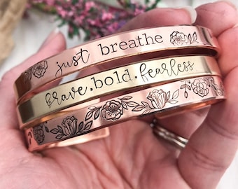 Customized Copper or Brass Bracelet--Rose gold bracelet--personalized bracelet--design your own bracelet--custom saying--mantra bracelet