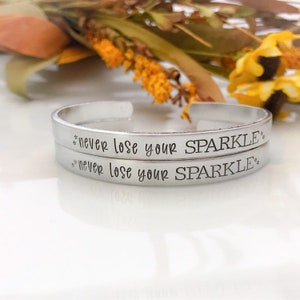 Nunca pierda su brazalete de puño brillante - regalo de ánimo -brazalete de brillo-brazalete mantra-joyas inspiradoras