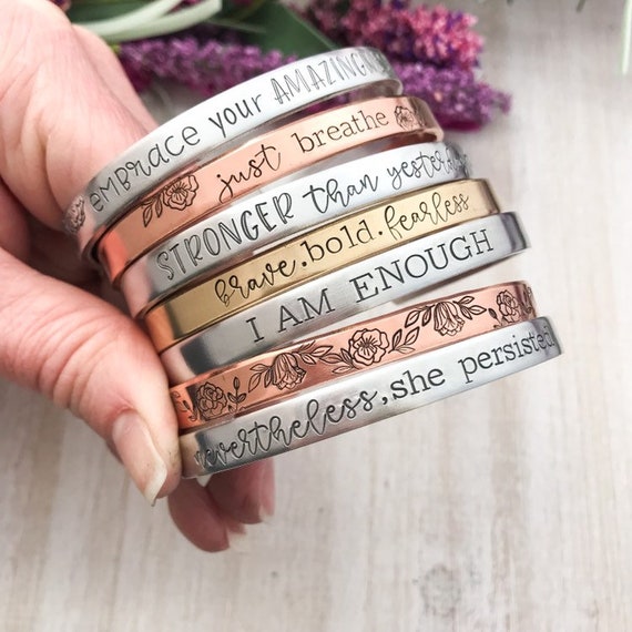 Customized Copper or Brass Braceletrose Gold Braceletpersonalized  Braceletdesign Your Own Braceletcustom Sayingmantra Bracelet - Etsy