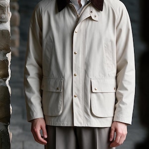Men's Badale Utility Jacket Hunting Coat | White