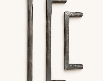 Hand Forged Iron Cabinet Pull, Rustic Farmhouse Barn Door Handle, Blacksmith Drawer Pull