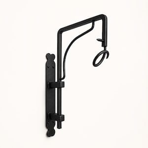 Hand Forged Wrought Iron Plant Hanger, Hanging Basket Wall Hook, Rustic Outdoor Garden Bracket