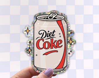 Diet Coke Glitter Sticker, Fridge Cig, Soda Glitter Sticker, Waterproof Vinyl Sticker, Drink Aesthetic, Laptop & Water Bottle Sticker