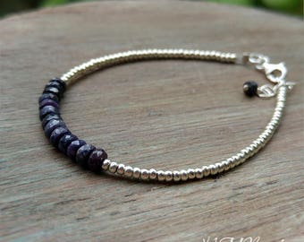 Simple Sapphire Beaded Bracelet, Delicate Stacking Bracelet, Dark Blue Gemstone Jewelry, September Birthstone, Birthday Gift For Her